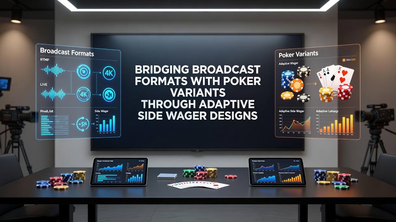 Close up of digital side wager display showing adaptive multipliers during a live poker broadcast